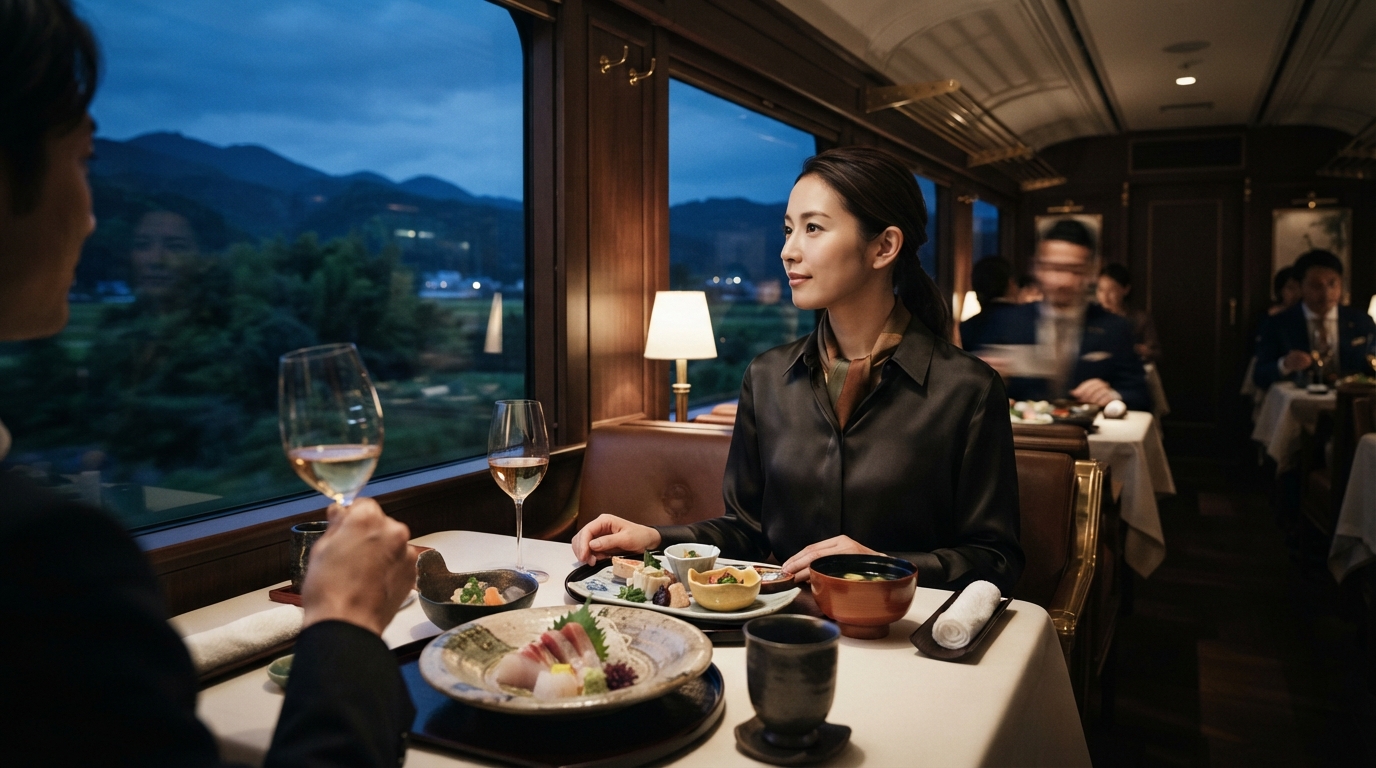 Editorial illustration for Two Ways to Eat Your Way Through Wine Country or Kyushu: Picking the Right Luxury Train Dining Model
